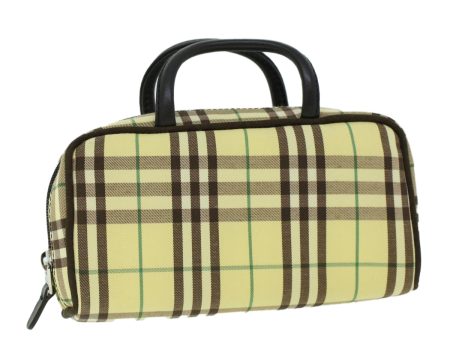 BURBERRY Nova Check Hand Bag Nylon Leather Yellow BrownNew 53816 For Discount