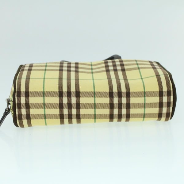 BURBERRY Nova Check Hand Bag Nylon Leather Yellow BrownNew 53816 For Discount