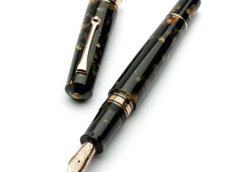 Leonardo Cinquantesimo 50th Anniversary Federico Fountain Pen - Black Amber RGT (Limited Edition) For Sale