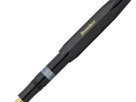 Kaweco Piston Classic Sport Fountain Pen with Optional Clip - Black Gold For Sale