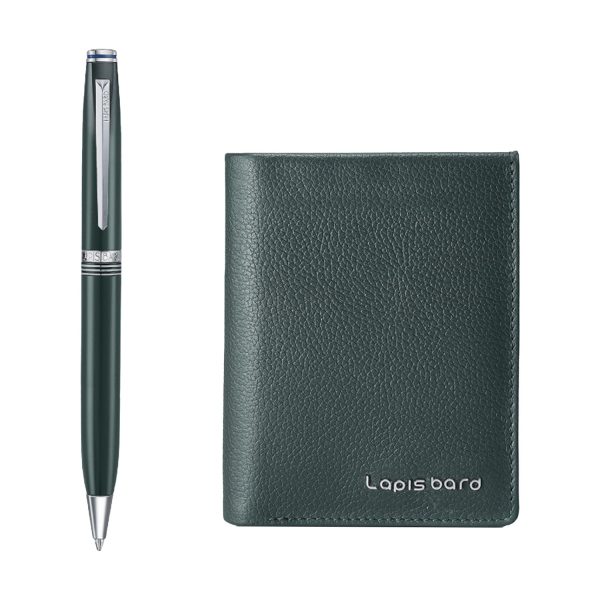 Lapis Bard Gift Set - Contemporary Verdant Ball Pen with Verdant Dual Compartment Wallet Sale